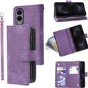 Wallet Case for Samsung Galaxy S25 Edge 5G with Wrist Strap Lanyard Vintage Leather Flip Credit Card Holder Stand Accessories Cell Phone Cover for S25Edge 25S S 25 25Edge 6.66 2025 Purple