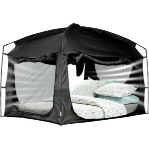 Bed Tent,Portable Privacy Sleeping Bed Canopy,Blackout 90% Drapes for Kids and Adult,Indoor Space Tent with Breathable Large Mesh Windows (Tw")
