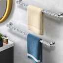 Meetart Crushed Diamond Glass Towel Bar for Bathroom,Set of 2 Towel Rods Wall-Mounted,Towel Racks for Bath Towels,Hand Towels(21) (Silver)