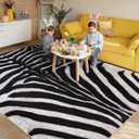 Zebra Rug Area Rugs for Living Room, 4x6 Animal Print Rug Machine Washable for Bedroom Dining Room Western Home Decor Non-Slip Low Pile Indoor Floor Carpet