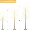 Birch Tree with LED Lights 4+6+8FT, 3PK Artificial Christmas Trees Prelit with 8 Lighting Modes and Timer, Lit Twinkling Twig Tree Warm White for Xmas Home Outdoor Indoor Decoration