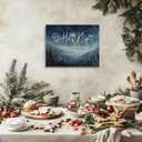 5 x RLTXBUK O Holy Night Christian Christmas Wall Art Decor, Christian Christmas Wall Decor, Religious Starry Night Mountain Forest Bible Verse Framed Canvas Prints Posters for Home Bedroom, 14x11 Inch