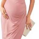 CYCLAMEN Maternity Wrap Dress V Neck Ruffle Sleeves Semi Formal Baby Shower Photoshoot Cocktail Party Pregnancy Dresses, Medium
