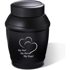 5.7" Medium Cremation Urns for Human Ashes Adult Male Dad Men,Black Heart Urns for Human Ashes