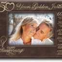 BELLA BUSTA-50 Years Golden Jubilee-50th Anniversary Couple, Husband, Wife - Engraved Leather Picture Frame (5x7 Horizontal)