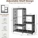 Mini Fridge Stand Coffee Bar Cabinet Station With Small Refrigerator Insert Storage Space, Shelf Organizer For Dorm Microwave To Sit On, Grey Baker Rack With Power Outlet, Big Table To Go Over Fridge, 15.7"D x 40.5"W x 48.8"H