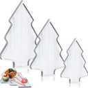 Sliner 3 Pcs Christmas Wooden Serving Platter Tray Christmas Dishes Plate Charcuterie Board with Handles Xmas Tree Hat Deer Decorative Food Display Fruit Plate for Food Cake Snack Nuts(Tree)