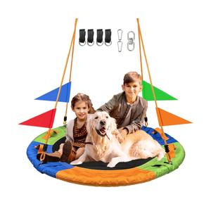 48 Inch Tree Swing for Kids Outdoor Spider Web Tree Swing,1000Lb Weight Capacity，900D Oxford Waterproof with Handles, with 71" Detachable Nylon Rope Swivel for Backyard, Playground (48Inch-3Colors)