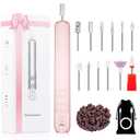 Electric Nail Drill, Professional Manicure Pedicure Kit, Cordless Electric Nail File Set, Rechargeable Pedicure Tools for feet, 3 Speeds Hand Foot Care Nail Drill for Thick Nail Toenail Cuticle (Pink)