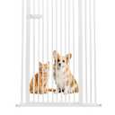 Lumizone Extra Tall Cat Gate 55.12" High Pressure Mounted Extra Wide 2025 New (17 Sizes) 1.37" Gap No Drilling Auto-Close One-Handed Operation Tall Pet Gate for Dogs(White, 34.25"-38.38"/87-97CM)