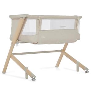 Evolur Stellar Bassinet and Bedside Sleeper, Adjustable Heights, Breathable Mesh Sides, Plush Mattress Pad, Wheels with Safety Locks & Tool-Free Assembly, Compact Fold & Travel Bag - Beige