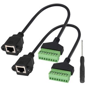 zdyCGTime RJ45 Screw Terminal Connector Cable RJ45 Female to 8 Pin Solderless Wire Screw Terminal Network Connector RJ45/8P 8C Ethernet Cable for AV CCTV DVR etc in-Line Coupler.(30cm/2Pack)