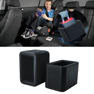 2 Pack Silicone Seat Belt Buckle Holder, Seat Belt Buckle Booster for Kids, Durable Silicone Material, Easy Access to The Buckles of Rear Seats, Car Accessories, Suitable for Most Car Models (Black)