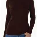 Womens Long Sleeve Thermal Shirts, 2025 Fall Winter Crew Neck Shirt for Women, Stretch Basic Tight Long Sleeve Underwear Tops (Brown, M)