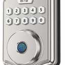52HZ Fingerprint Door Lock, Keyless Entry Door Lock with Code, Voice Guidance Electronic Keypad Deadbolt Smart Locks for Front Door, Anti-Peeping Password, Auto Lock, Easy to Install, Satin Nickel