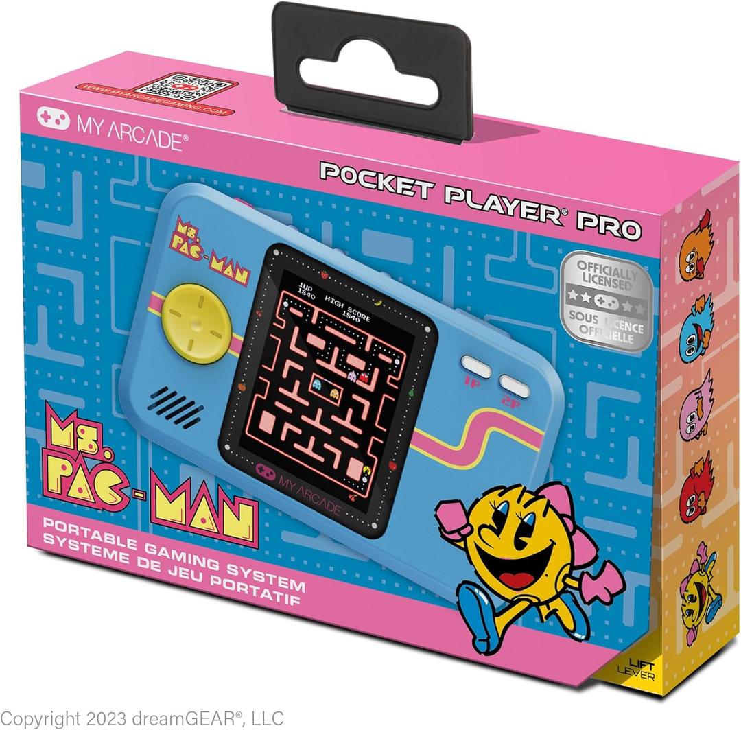 My Arcade Ms. Pac-Man Pocket Player Pro: Retro Games, Portable Games, 2.75" Color Display