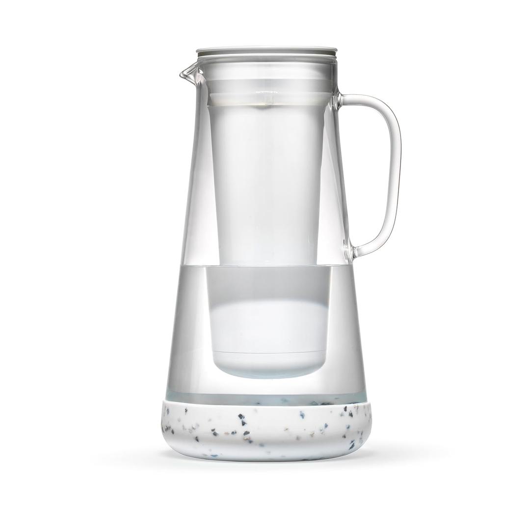 LifeStraw Home Water Filter Pitcher, 7-Cup, Glass with Silicone Base, Terrazzo, for Everyday Protection Against Bacteria, Parasites, Microplastics, Lead, Mercury, PFAS and a Variety of Chemicals