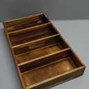 MyGift Burnt Wood Drawer Organizer Tray with 4 Slots, Multipurpose Utensil, Cutlery, Tools Wooden Bin