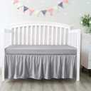 Crib Bed Skirt Grey 4 Sides Pleated Dust Ruffle Bed Skirt, Adjustable Nursery Crib Bedding for Baby Girls or Baby Boys, Fit All Standard Crib Toddler Bed Skirts Machine Wash
