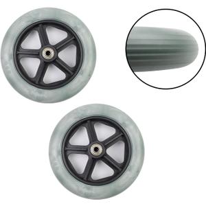 2pcs Rubber Wheel Replacement 7.5 Inch Wheelchair Front Wheels Casters Rollers Wheels Universal Wheelchair Replacement Wheel Accessories (Black & Grey)