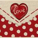 Baccessor Valentines Day Door Mat Love Heart Envelope Polka Dots Red Decorative Outdoor Mat Non Slip Rubber Backing for Entrance Seasonal Outside Indoor Front Kitchen Decortion 17 x 29 Inch