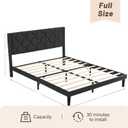 Full Bed Frame with Headboard, Bed Frame Full Size with Sturdy Wooden Slats Support, Platform Frame with Velvet Upholstered Headboard, Mattress Foundation, Easy Assembly, No Box Spring Needed Black