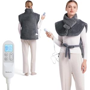 Bedsure Full Body Heating Pad for Back - Birthday Gifts for Seniors Women Mom, Wrap Electric Heated Pad for Neck and Shoulders, Fast Heating Large 24"x34", ETL Certified, Grey