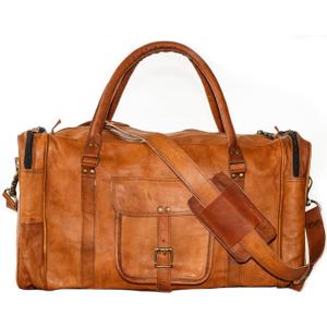 Handcrafted 21” Vintage Brown Genuine Leather Duffle Bag - Versatile for Men and Women | Ideal for Travel, Sports, Gym, and Weekend Getaways | Stylish Carry-On for Overnight Adventures