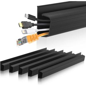 Cable Management J Channel Under Desk - Easy Installation, Black