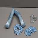 Heatless Curling Rod Headband No Heat Silk Ribbon Curling Rod Hair Roller Curls with Hair Claw Clip Lazy Natural Soft Wave DIY Hair Rollers Styling Tool for Sleep in Overnight (Blue)