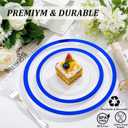 U-QE 120pcs Blue Plastic Plates for Party - Clear and Blue Disposable Plates Heavy Duty - Includes 60 10" Dinner & 60 7" Dessert Plates for Party, Birthday & Wedding