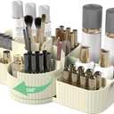 Rotating Makeup Organizer Cosmetic Display Case, Used for Vanity Makeup Brushes, Lipstick, Perfume and Various Skin Care Products - Spacious and Fashionable Storage Solution (Creamy White)