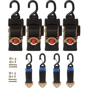 MOTO4U 4PCS Bolt-on Retractable Ratchet Straps Heavy Duty Transom Tie Down With Extension & Bolt Set for Boat ATV Trailers (2" x 9') 3000LBS/1360KG