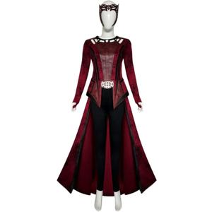 Women Wanda Maximoff Costume Scarlet Witch Cosplay Outfit Red Cloak Wanda Headpiece Halloween Cosplay Outfits
(Red, X-Large)