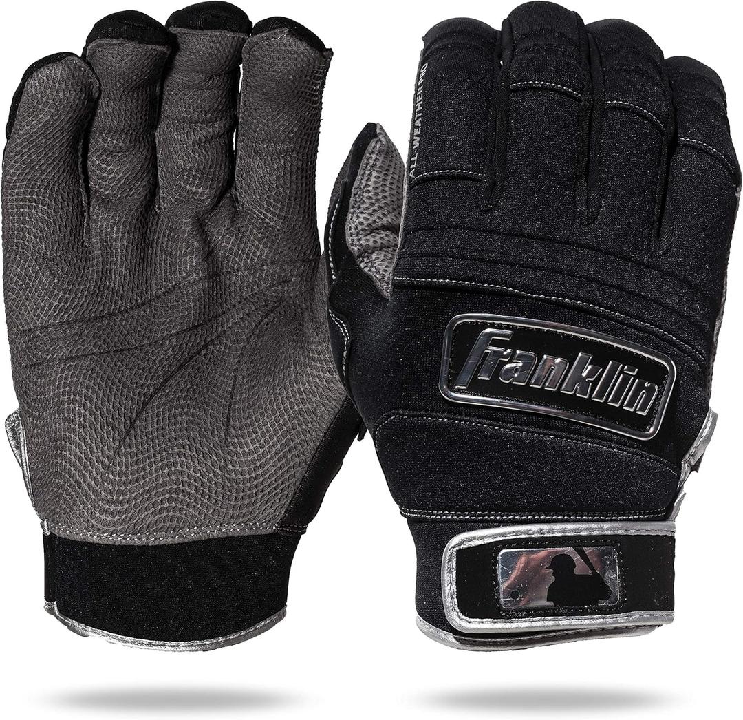 Franklin Sports MLB All Weather Pro Adult + Youth Batting Gloves - Cold Weather Gloves for Baseball + Softball (Adult XX-Large, Black Chrome) Franklin Sports MLB All Weather Pro Adult + Youth Batting Gloves - Cold Weather Gloves for Baseball + Softball (Adult XX-Large, Black Chrome)