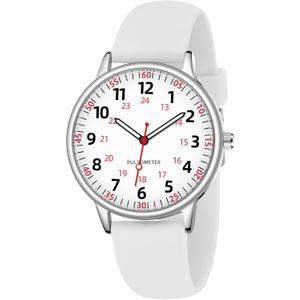 Nurse Watch for Women Waterproof Analog Silicone Watch with Second Hand Nursing Watch (White)