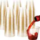 I00000 5oz 400 Pack Gold Glitter Plastic Cups, Glitter Disposable Small Plastic Cups, Plastic Clear Cups with Gold Glitter Shot Glasses, Plastic Small Tumbler Perfect for Wedding & Party