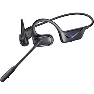 Bluetooth Headset with Microphone, Open Ear Headphones, Dual Connect Bluetooth 5.4 Headphones with Noise Cancelling & Mute, Wireless Headset with Mic for Work, Mobile, Tablets, Laptops - Black
