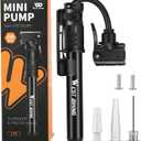 Bicycle Pump Mini Bike Pump - Aluminum Alloy Cycle Pump for Presta & Schrader Valve, Portable Lightweight Bike Tyre Pump Fast Tyre Inflation Mini Air Pump for Mountain Road Bike Ball Pump (Black)