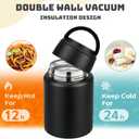 Soup Thermo for Hot Food Kids 16oz Insulated Food Jar Leakproof Thermo Lunch Container for Kids Wide-Mouth Stainless Steel Lunch Box for School with Handle Folding Spoon(3+)