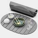 Large Stone Drying Mat for Kitchen Counter, Quick Drying Foldable Dish Drying Mat, Super Absorbent Diatomaceous Earth Drying Mat for Dishes Bottles Cups, Match Any Countertop (Grey, 22.8"x15.4") (Gray)