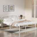 VECELO 14 inch Queen Bed Frame White Beds Metal Platform Mattress Foundation with headboard Footboard Steel Slat Support/No Box Spring Needed/Easy Assembly