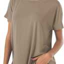 Herou Casual Summer Short Sleeve High Low Loose T Shirt Basic Tees Tops for Women (X-Large, 01-light Coffee)