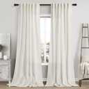 Cream Linen Curtains 96 Inches Long 2 Panels Set Back Tab Rod Pocket Semi Sheer Light Filtering Window Curtain Drapes Neutral Boho Aesthetic Long Curtains for Living Room Bedroom Decor 42x96