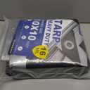 16Mil Finished Size 10x10 Tarp Heavy Duty Waterproof, Large Outdoor Multipurpose Protective Cover (Silver/Black)