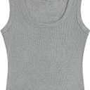 SVALIY Summer Womens Tank Tops 2026 Square Neck Fitted Sleeveless Shirts for Women Ribbed Basic Top (Gray, M)