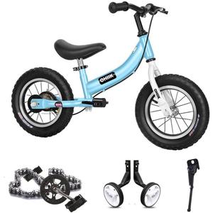 Balance Bike 2 in 1 for Kids 2 3 4 5 6 7 Years Old,Balance to Pedals Bike,12 14 16 inch Kids Bike, with Pedal kit, Training Wheels, Brakes (Blue)