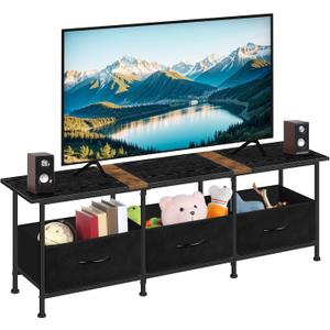 ETELI Small TV Stand for Living Room Entertainment Center with Storage TV Consoles Tables with Fabric Dressers for Bedroom, 50/55/60 inch Television