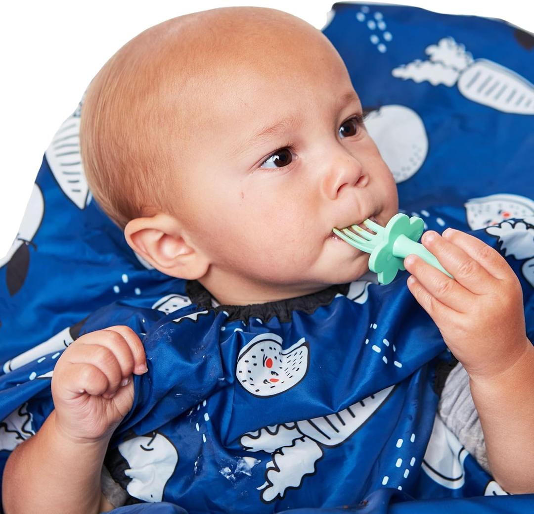 grabease Allover Waterproof Bib for Self-Feeding Infants and Toddlers, Machine Washable, Ages 6-24 Months (Navy)