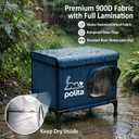 Rugged Heated Cat House for Outdoor Cats in Winter, Extremely Insulated & 100% Weatherproof, Elevated Feral Cat Shelter with Waterproof Eaves & Safe Escape Door for Stray & Barn Cats​​